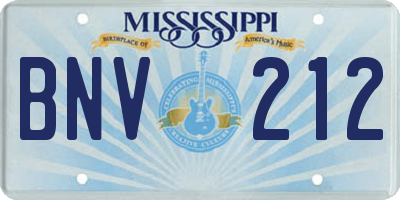 MS license plate BNV212