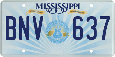 MS license plate BNV637