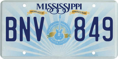 MS license plate BNV849