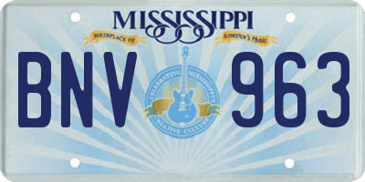 MS license plate BNV963
