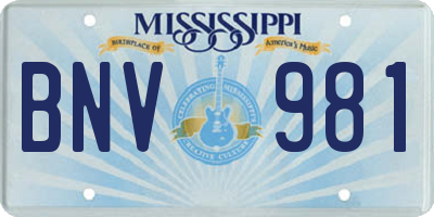 MS license plate BNV981