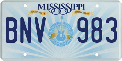 MS license plate BNV983