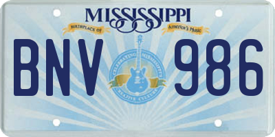 MS license plate BNV986