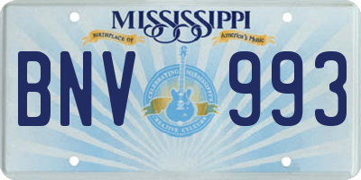 MS license plate BNV993