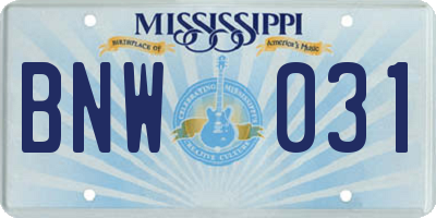 MS license plate BNW031