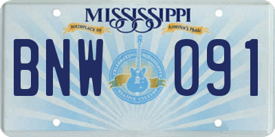 MS license plate BNW091