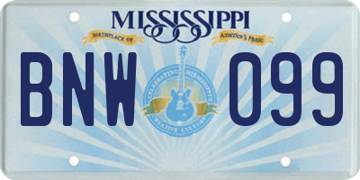 MS license plate BNW099