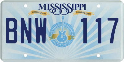 MS license plate BNW117