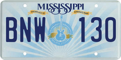 MS license plate BNW130