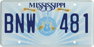 MS license plate BNW481
