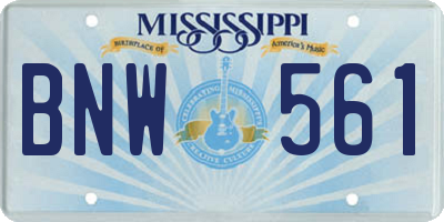 MS license plate BNW561