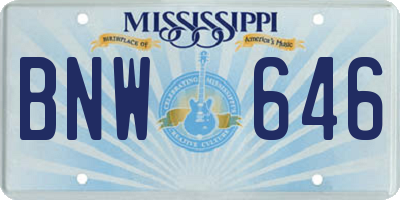 MS license plate BNW646