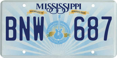 MS license plate BNW687