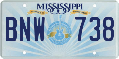 MS license plate BNW738