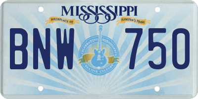 MS license plate BNW750