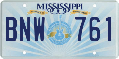 MS license plate BNW761