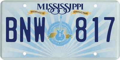MS license plate BNW817