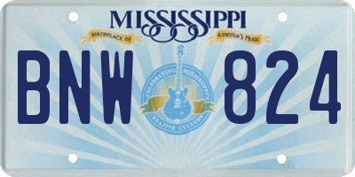MS license plate BNW824