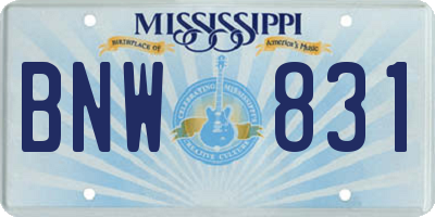 MS license plate BNW831