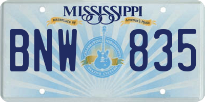 MS license plate BNW835