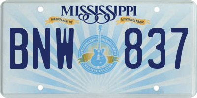 MS license plate BNW837