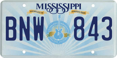 MS license plate BNW843