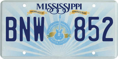 MS license plate BNW852