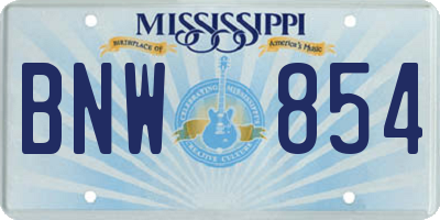 MS license plate BNW854