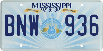 MS license plate BNW936