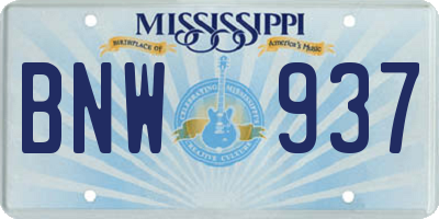 MS license plate BNW937