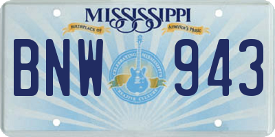 MS license plate BNW943
