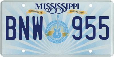 MS license plate BNW955
