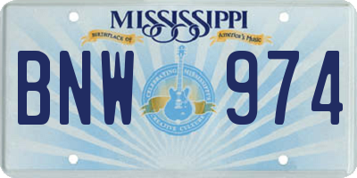 MS license plate BNW974