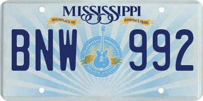 MS license plate BNW992