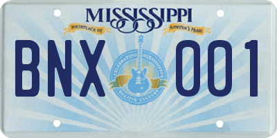 MS license plate BNX001