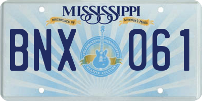 MS license plate BNX061