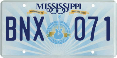 MS license plate BNX071