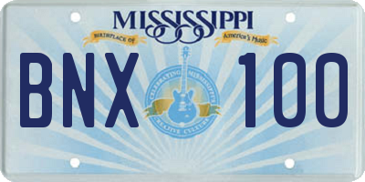 MS license plate BNX100