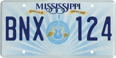 MS license plate BNX124