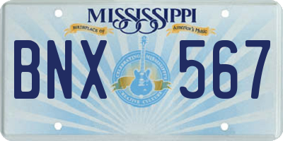MS license plate BNX567