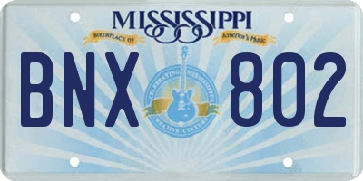 MS license plate BNX802