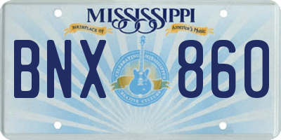 MS license plate BNX860
