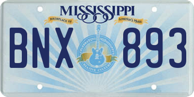 MS license plate BNX893