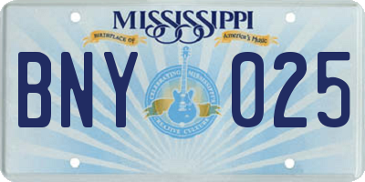 MS license plate BNY025