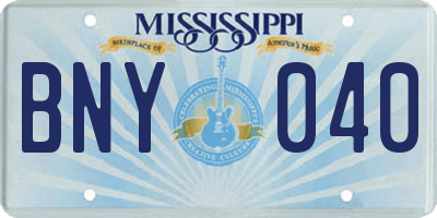 MS license plate BNY040