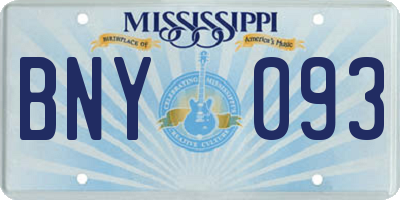 MS license plate BNY093