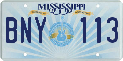 MS license plate BNY113