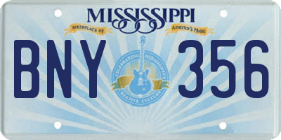 MS license plate BNY356