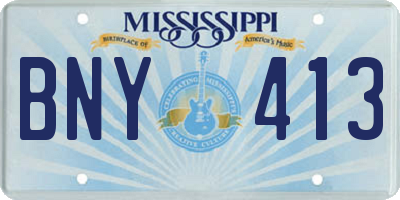 MS license plate BNY413