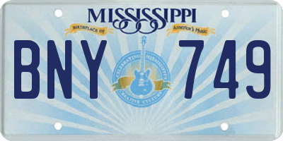 MS license plate BNY749